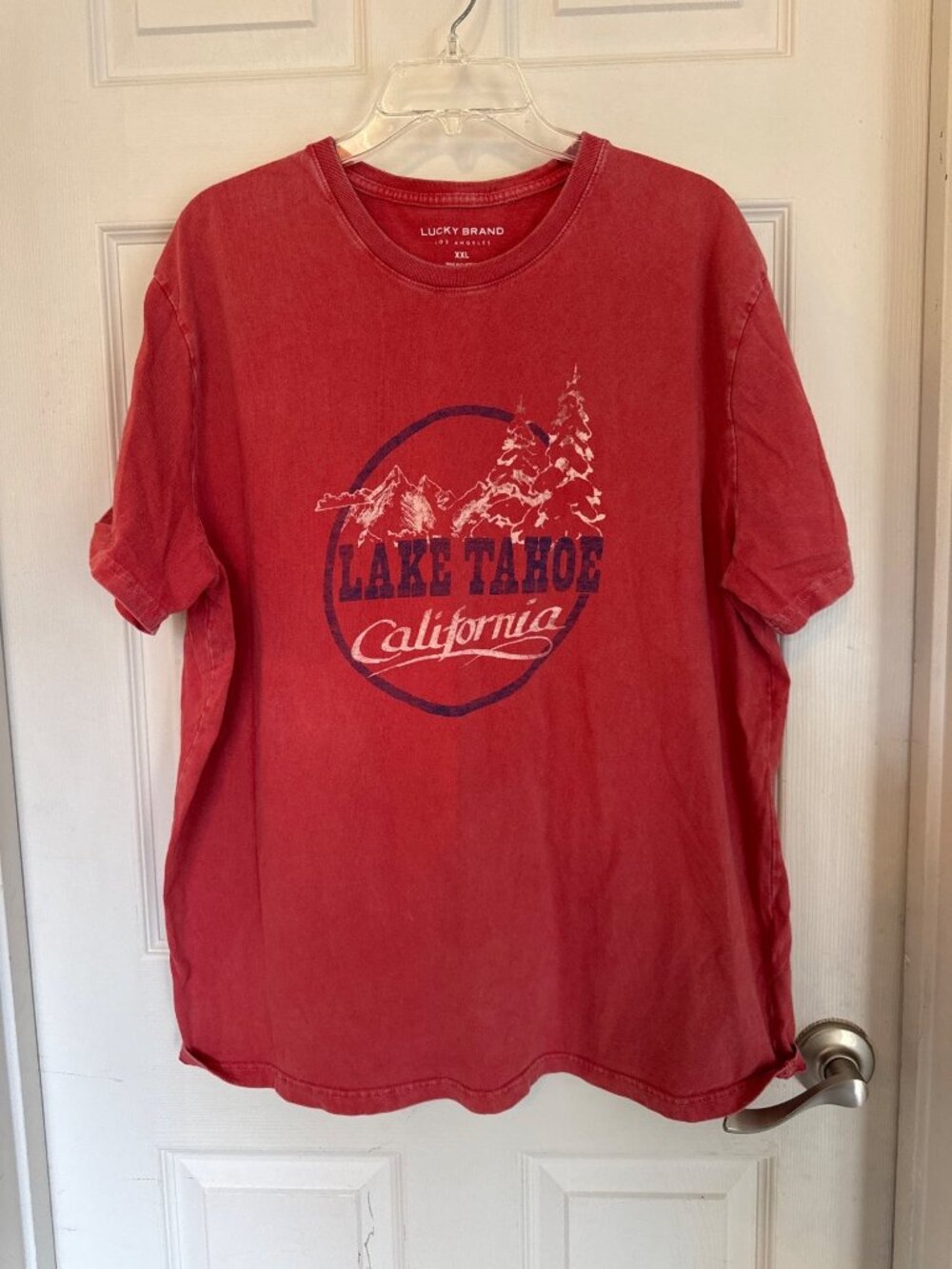 Lucky Brand Red Lake Tahoe California Crewneck Short Sleeve T-shirt Men's XXL